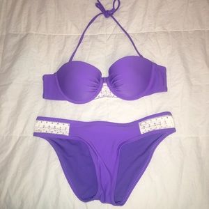 Aerie Purple Crochet Bikini Set